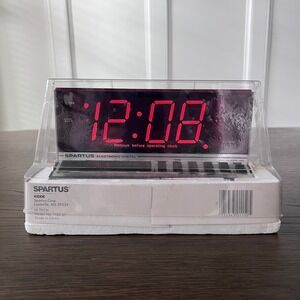 Spartus Hi Tech Electronic Digital Alarm Clock Red LED Silver Black 1150-61 NIB